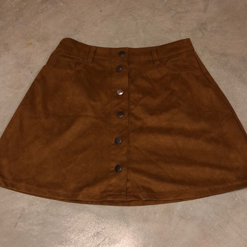 Brown / tan button up skirt
